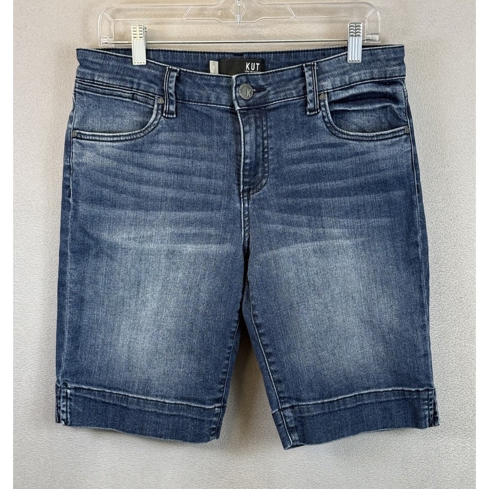 Kut From The Kloth Women's Sz 8 Natalie Bermuda Mid-Rise Blue‎ Denim Jean Shorts